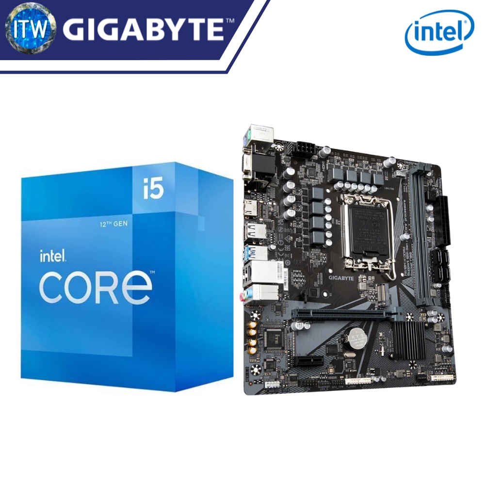 Intel Core i5-12400 Processor with Gigabyte H610M H - Intel® H610 Motherboard Bundle