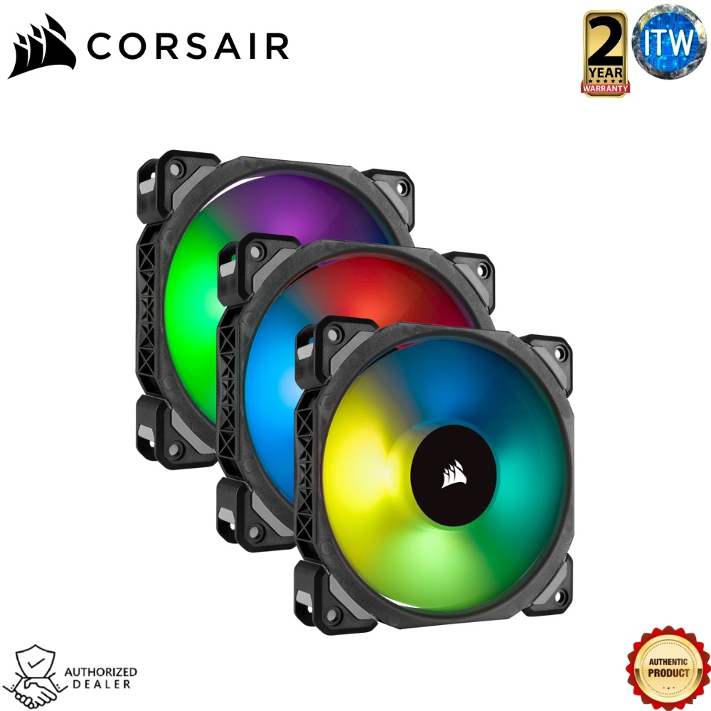 Corsair ML120 PRO RGB LED 120MM PWM Premium Magnetic Levitation Fan — 3 Fan Pack with Lighting Node PRO (CO-9050076-WW)