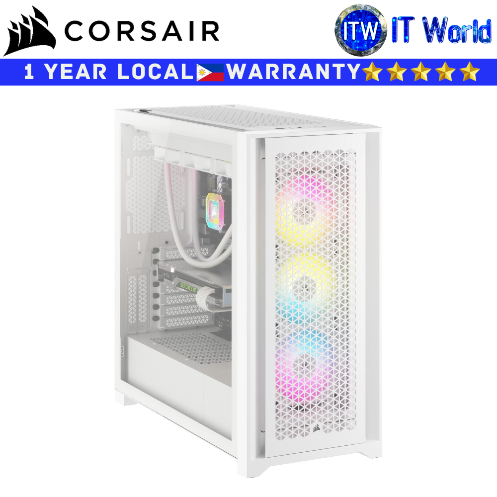 Corsair Computer PC Case iCUE 5000D RGB White Airflow Mid-Tower Tempered Glass (CC-9011243-WW)