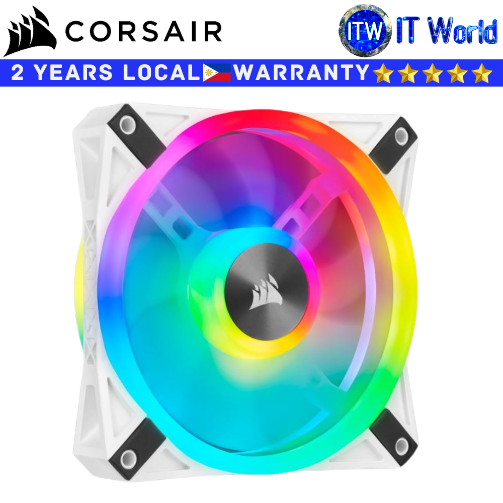 Corsair Computer PC Fan iCUE QL120 RGB 120mm PWM Single Fan Pack White (CS-CO-9050103-WW)