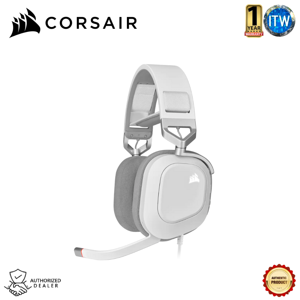 Corsair HS80 RGB USB Wired Gaming Headset — (Carbon (AP) / White (AP))