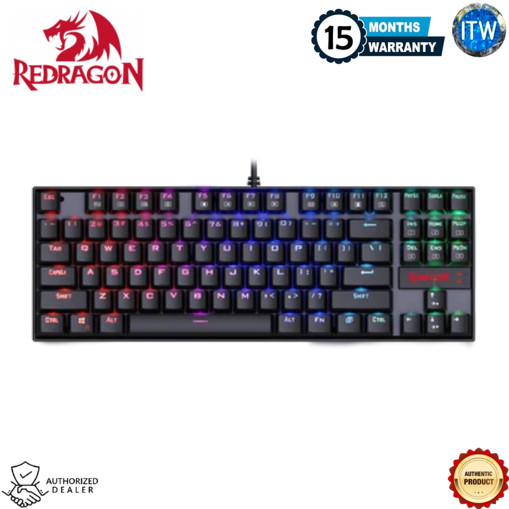 Redragon Kumara K552A RGB - 87 Keys, Backlit Mechanical Computer illuminated Keyboard for PC Gaming
