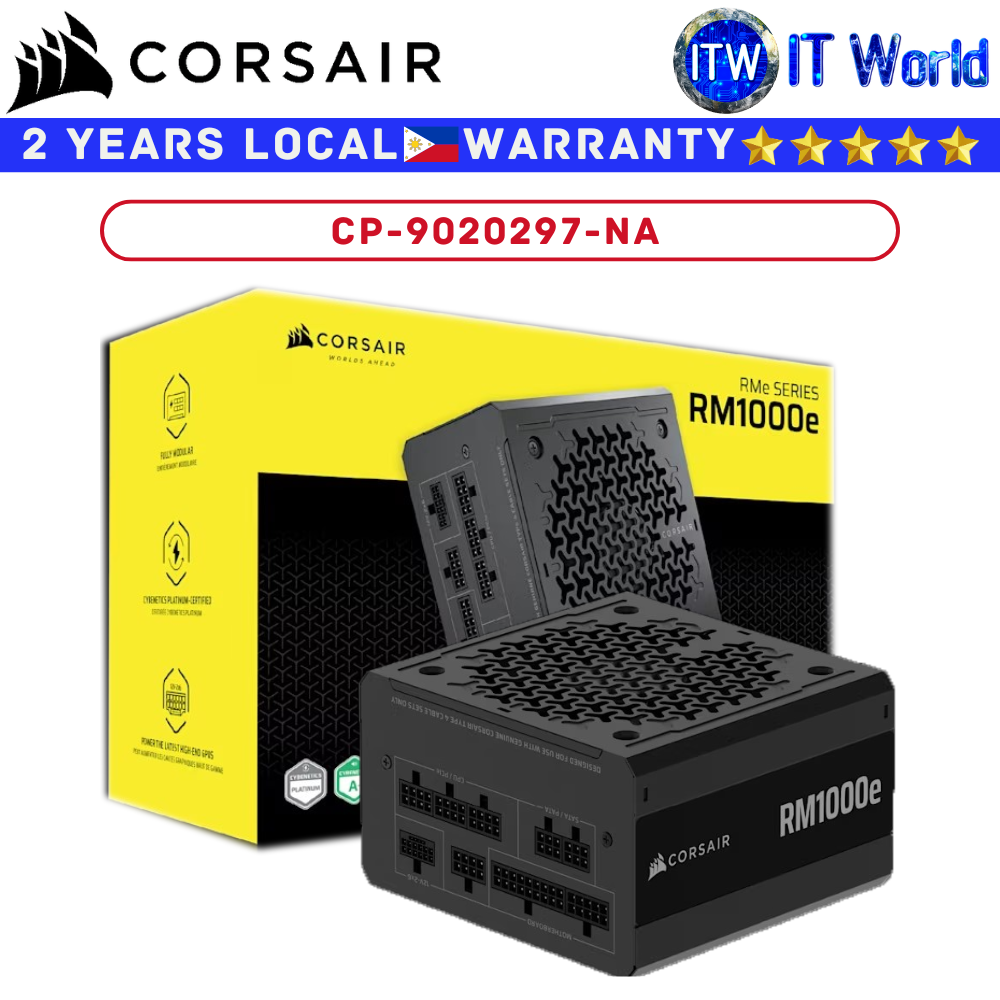 Corsair PSU 1000W Power Supply Unit RMe Series RM1000e 80+ Gold Fully Modular Low-Noise ATX (CS-CP-9020297-NA)