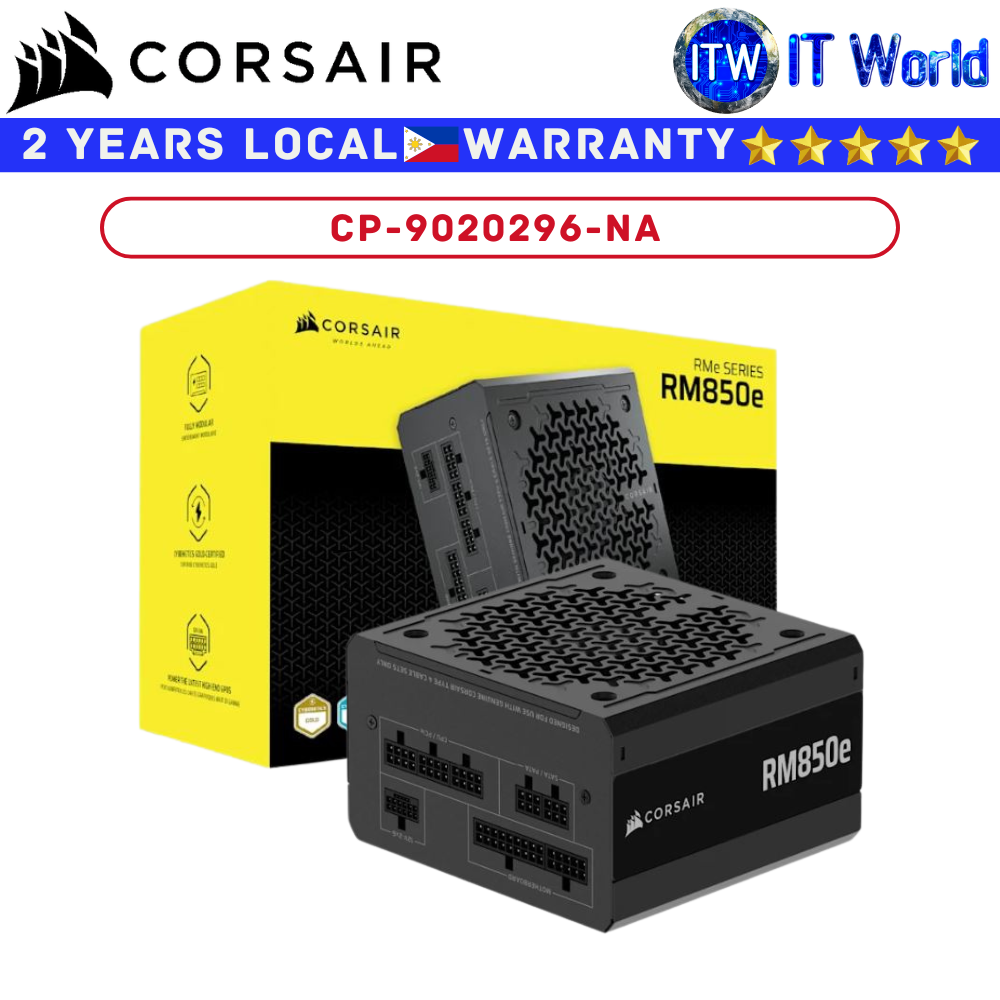 Corsair PSU 850W Power Supply Unit RMe Series RM850e 80+ Gold Fully Modular Low-Noise ATX (CP-9020296-NA)