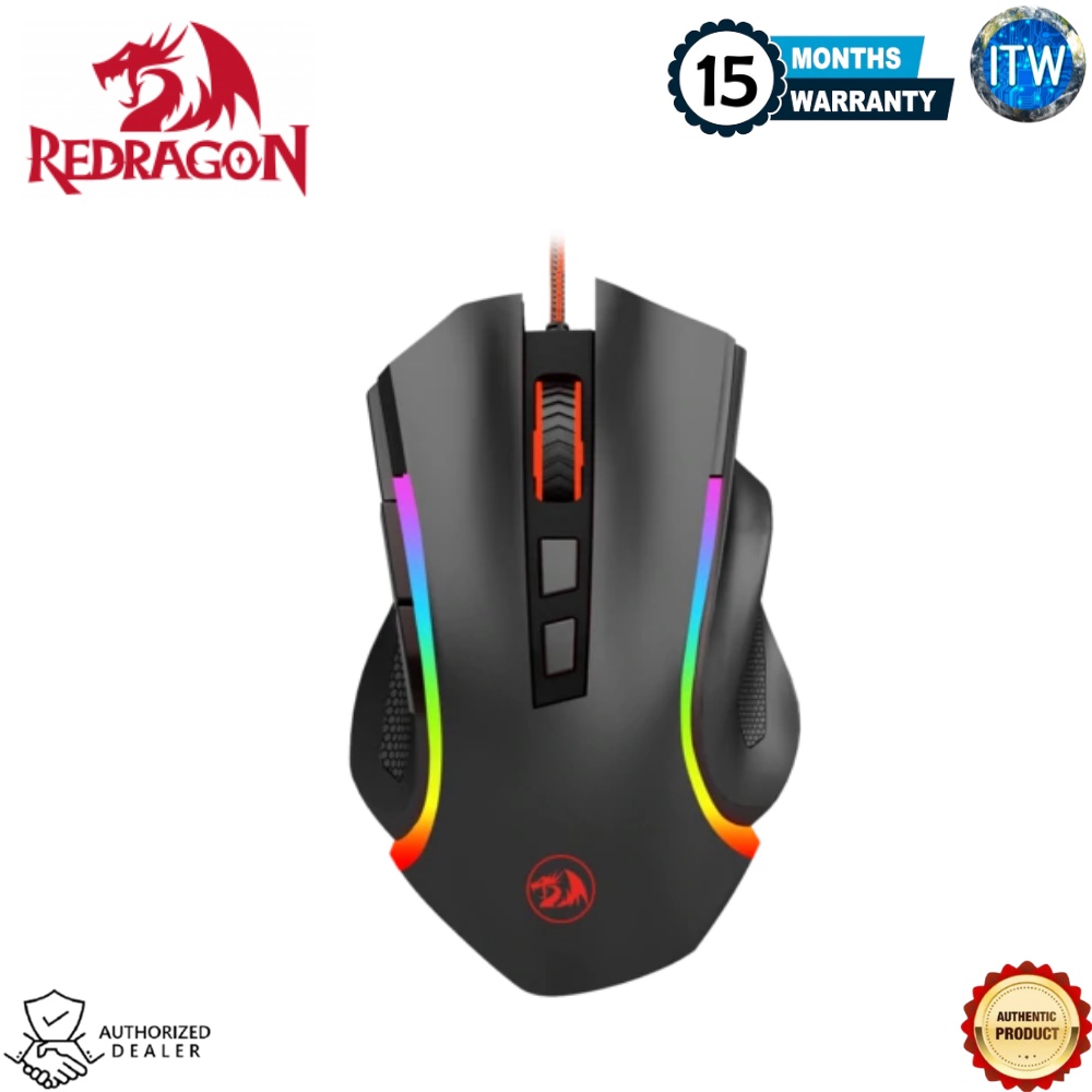 Redragon Griffin M607 RGB - 7 Programmable Buttons, 7200DPI, Wired USB Gaming Mouse