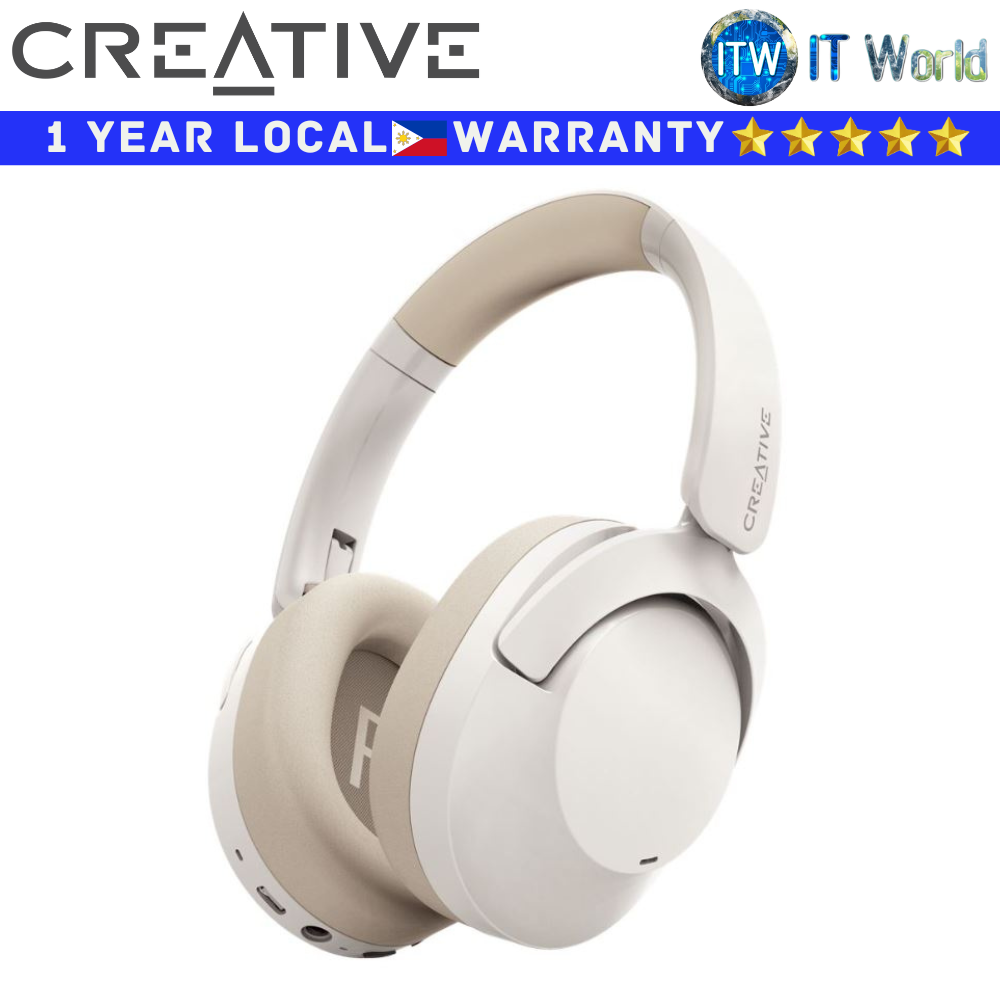 Creative Bluetooth Headphones Zen Hybrid 2 Over-Ear Wireless with Hybrid ANC (Cream)