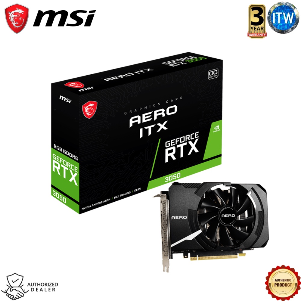 MSI GeForce RTX™ 3050 Aero ITX 8GB GDDR6 OC Graphic Card (912-V809-4041)