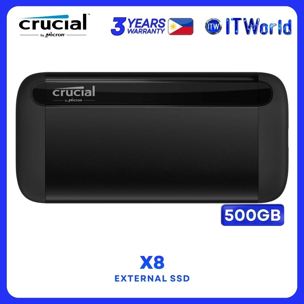 Crucial X8 500GB USB 3.2 Gen 2 Type-C Portable SSD External Solid State Drive - CT500X8SSD9