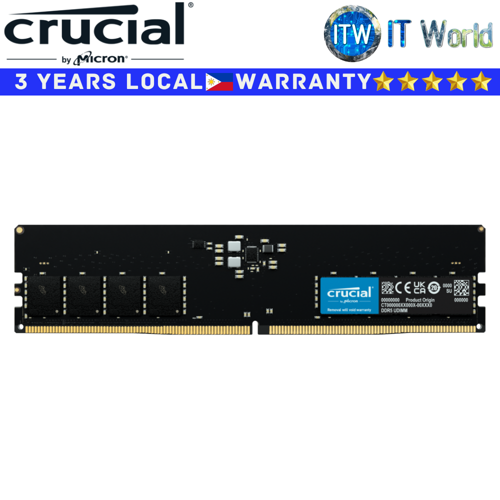 Crucial DDR5 RAM 32GB (1×32GB) 5600Mhz Unbuffered UDIMM Desktop Memory (CT32G56C46U5)