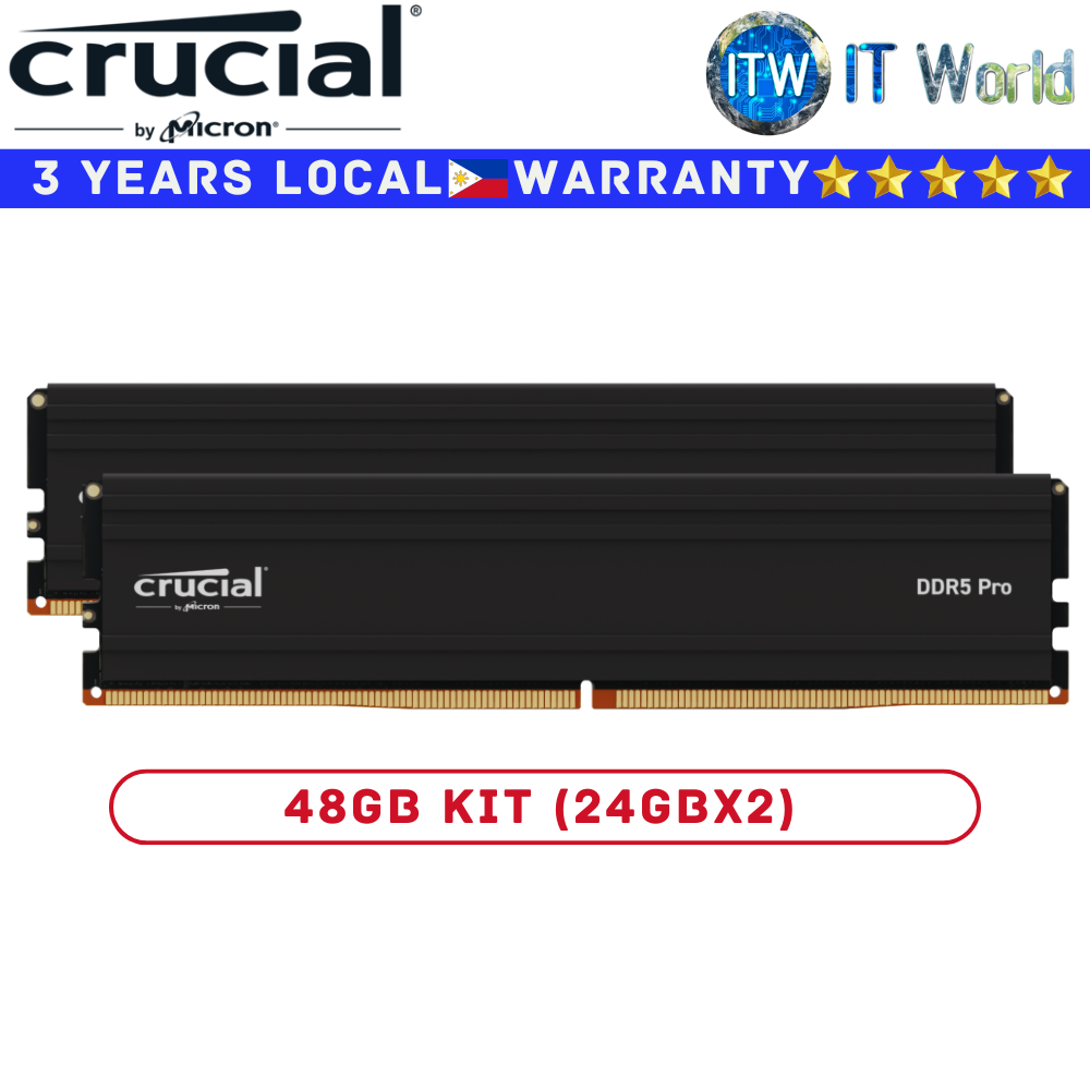 Crucial DDR5 RAM 48GB (24GBx2) 6000Mhz Unbuffered UDIMM Desktop Memory (CP2K24G60C48U5)