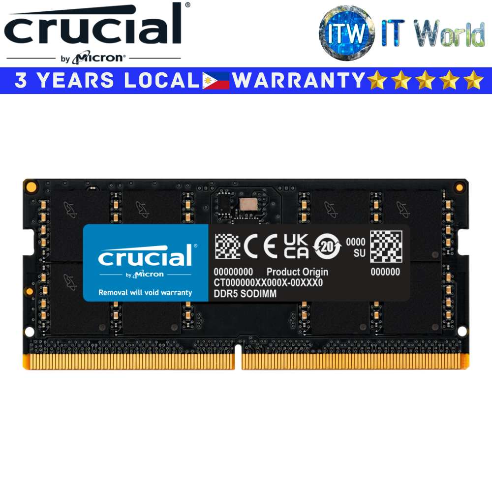 Crucial DDR5 RAM 48GB (1×48GB) GB5600Mhz SODIMM Unbuffered Laptop Memory (CT48G56C46S5)