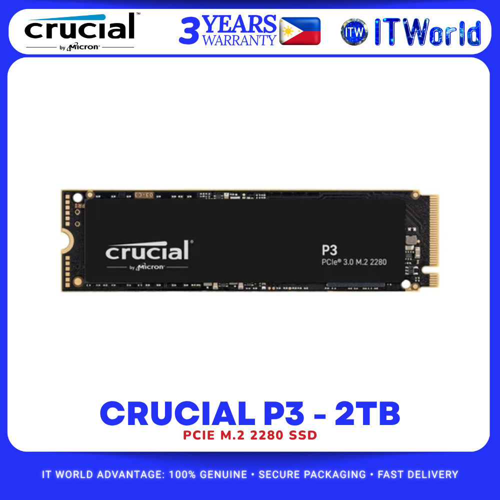 Crucial P3 2TB PCIe Gen3 NVMe M.2 2280 Internal Desktop SSD CT2000P3SSD8