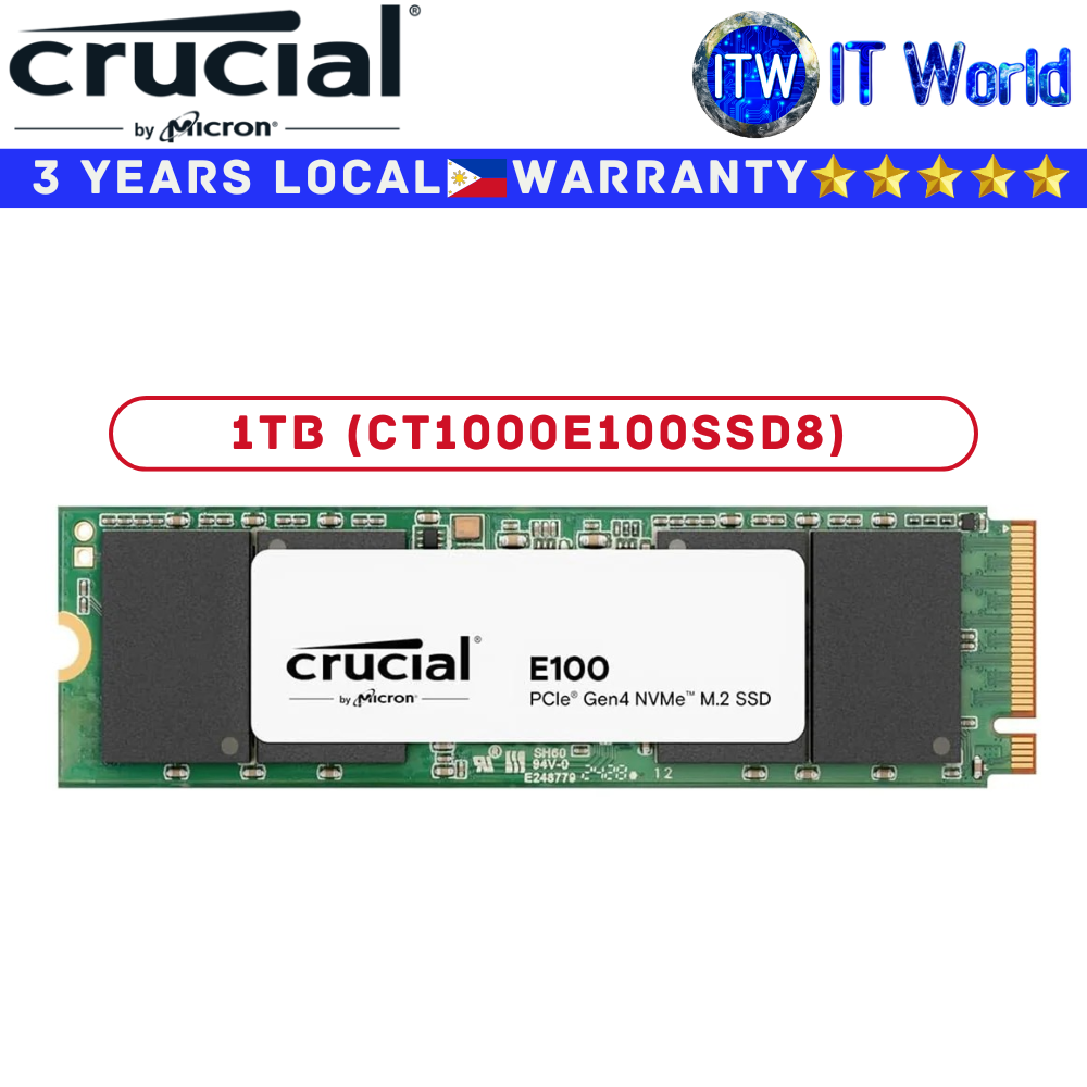 Crucial SSD M 2 NVMe M2 NVMe E100 M.2 2280 NVMe PCIe Gen4 x4 Internal SSD 1TB (CT1000E100SSD8)