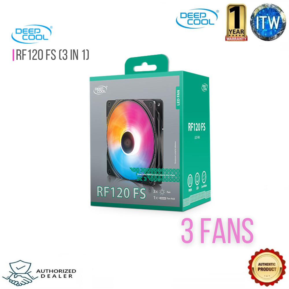 DEEPCOOL RF120 FS 3in1 COOLER FAN 3X120mm RGB LED PWM Fans  DP-FLED3-RF120FS-3P