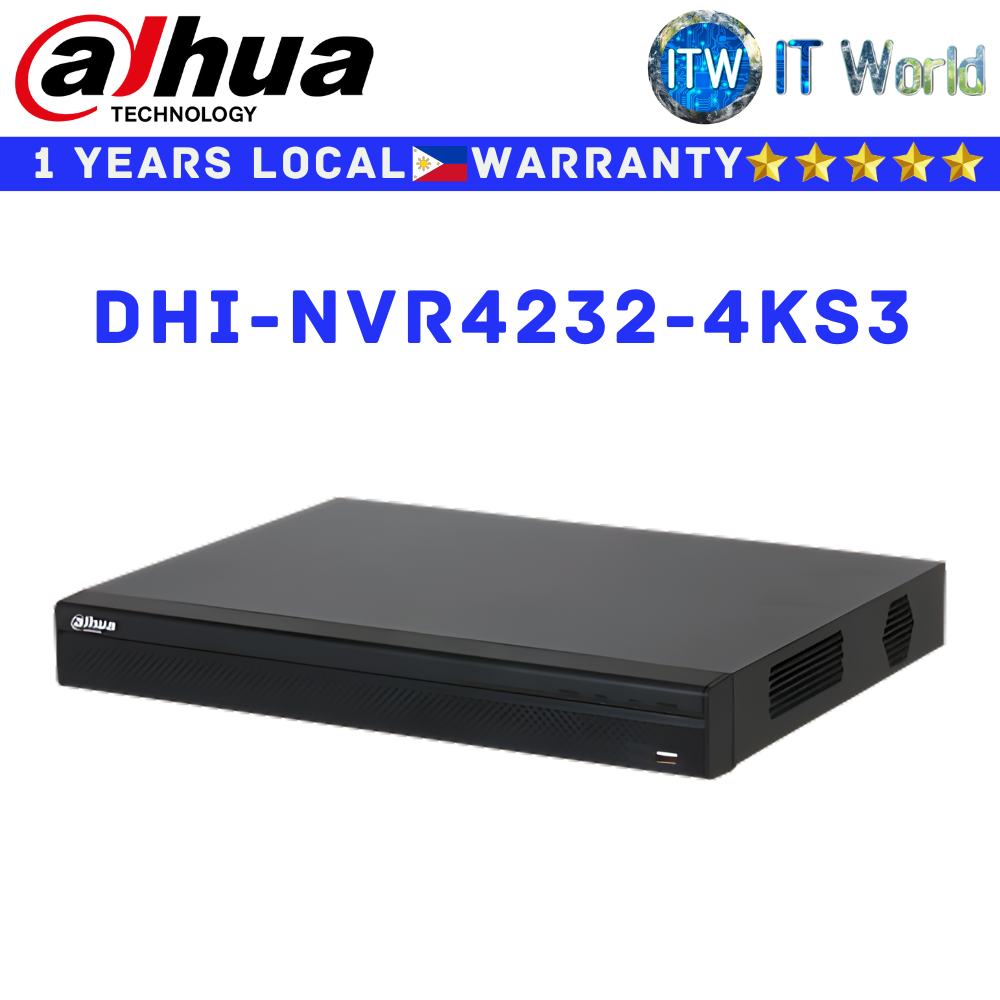 DVahuaideo Recorder NVR4232-4KS3 32CH 1U 2HDDs Lite (DHI-NVR4232-4KS3)