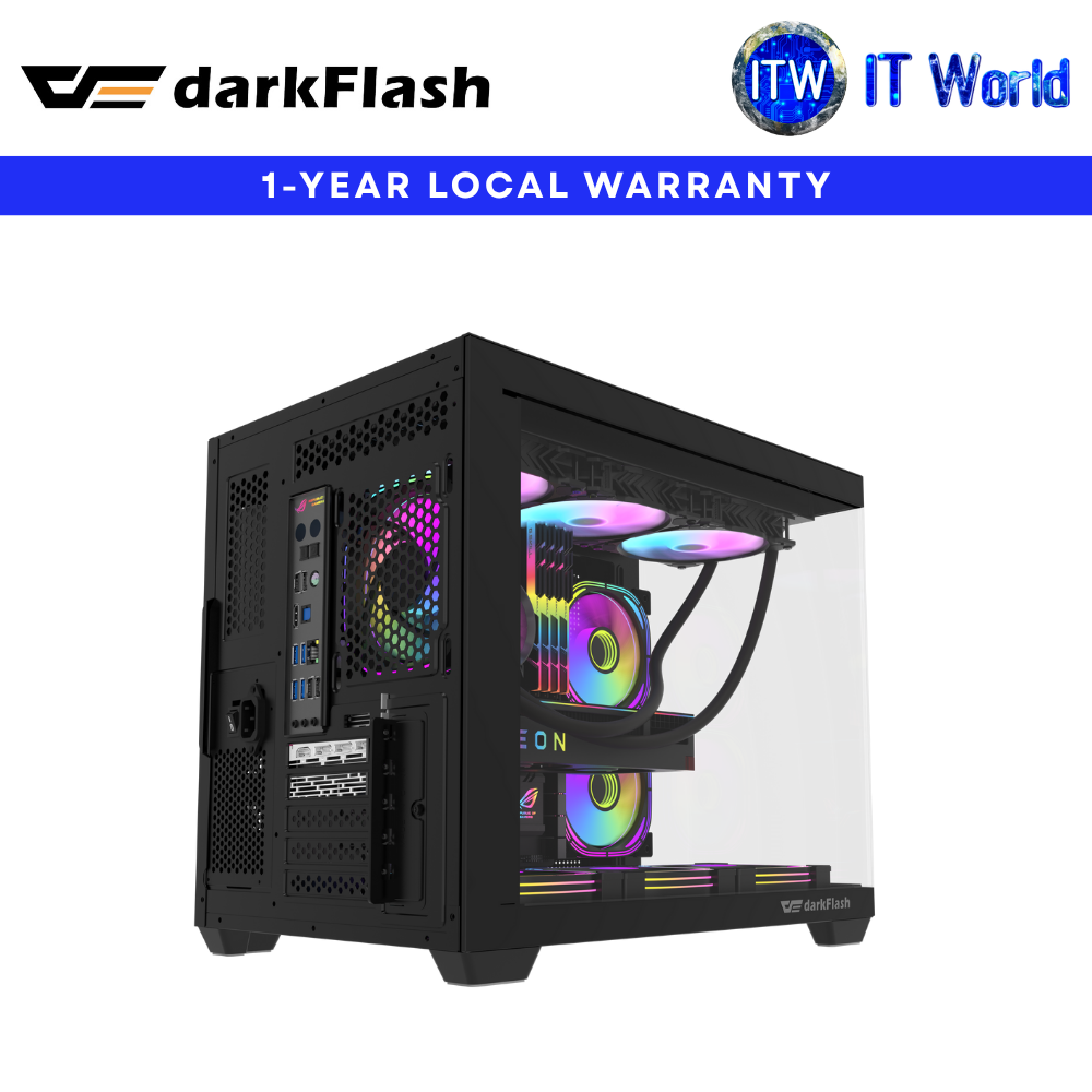 DarkFlash Case C285MP V2 mATX Tempered Glass Case (Black | White) | itw