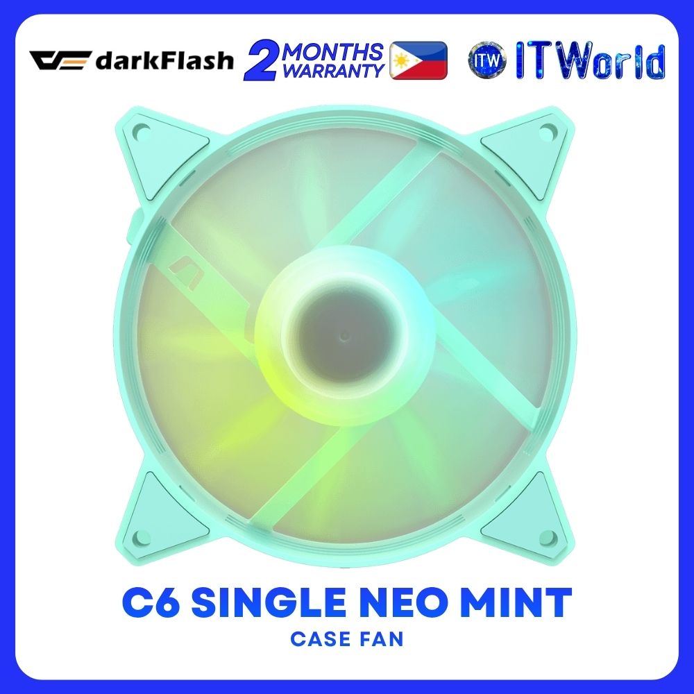 DarkFlash C6 Aurora Spectrum ARGB Tuning Fan Single Pack Case Fan - Neo Mint
