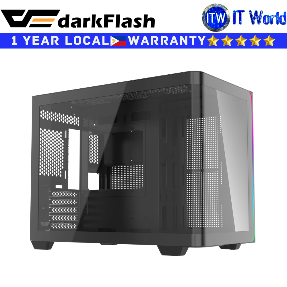 Darkflash Computer PC Case L285M M-ATX ARGB LED Strip Luxury Curved Glass Design (Black)