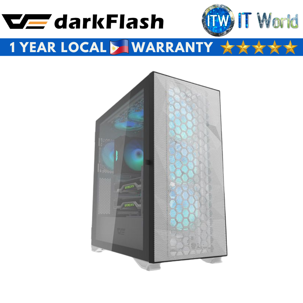 Darkflash DLX21 Mesh Tempered Glass E-ATX PC Case (Black/White/Pink) (White)