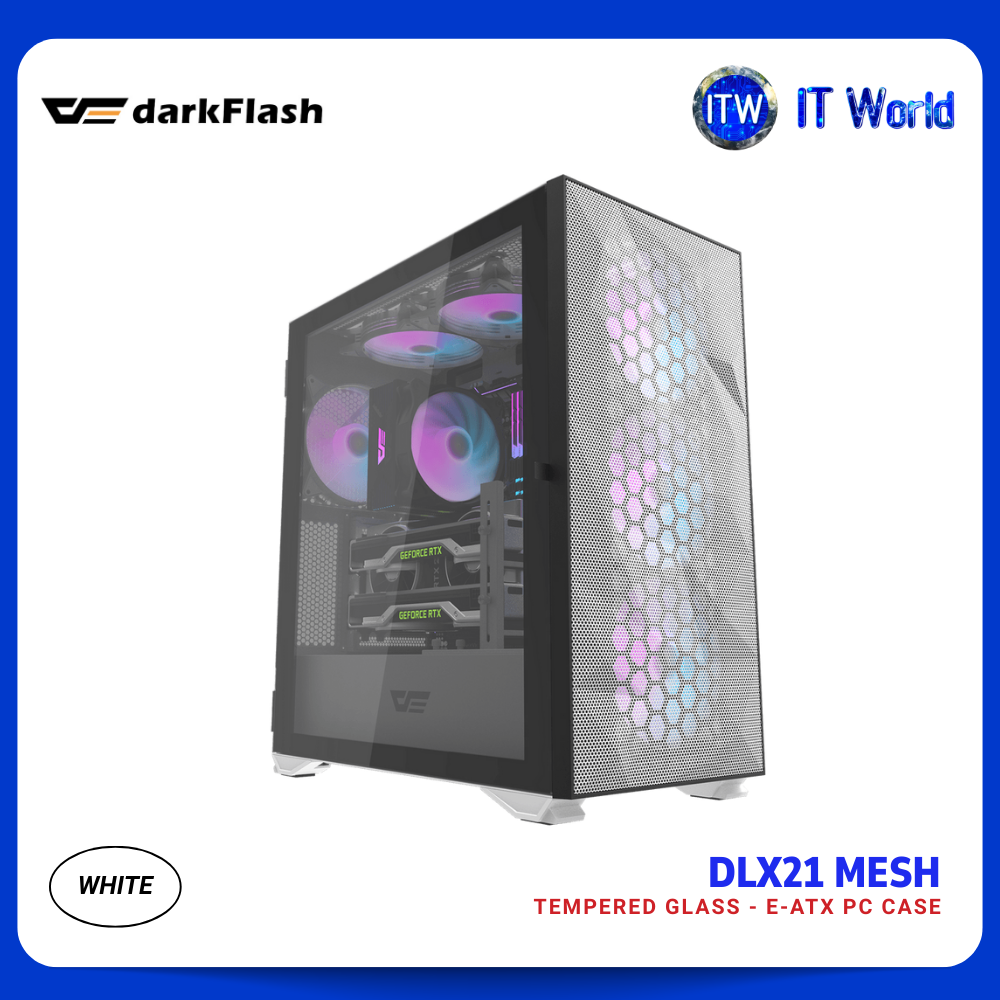 Darkflash DLX21 Mesh Tempered Glass E-ATX PC Case (White) | itw
