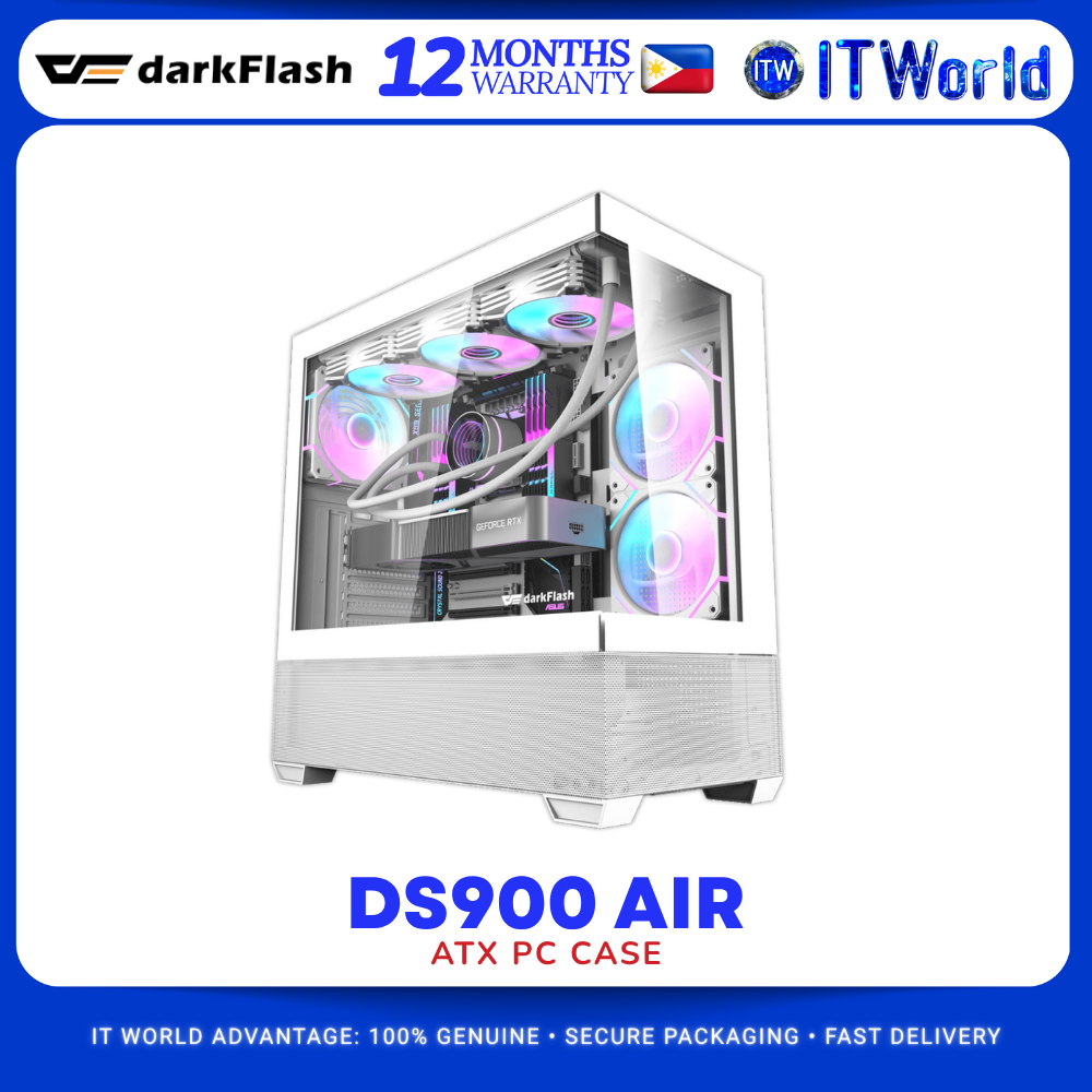 DarkFlash DS900 Air White 270° Panoramic ATX Tempered Glass PC Case itw