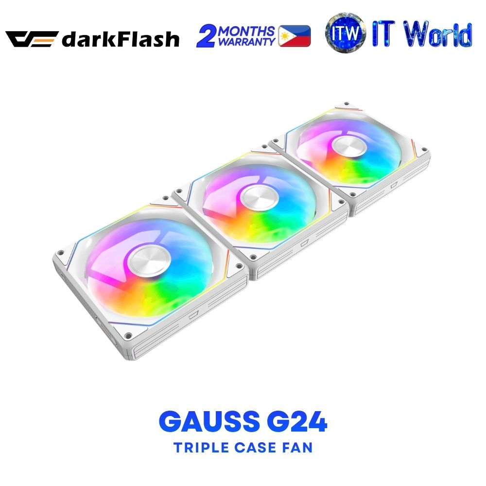 darkFlash Gauss G24 ARGB Lighting Effects Hydraulic Bearing Triple Case Fans - White