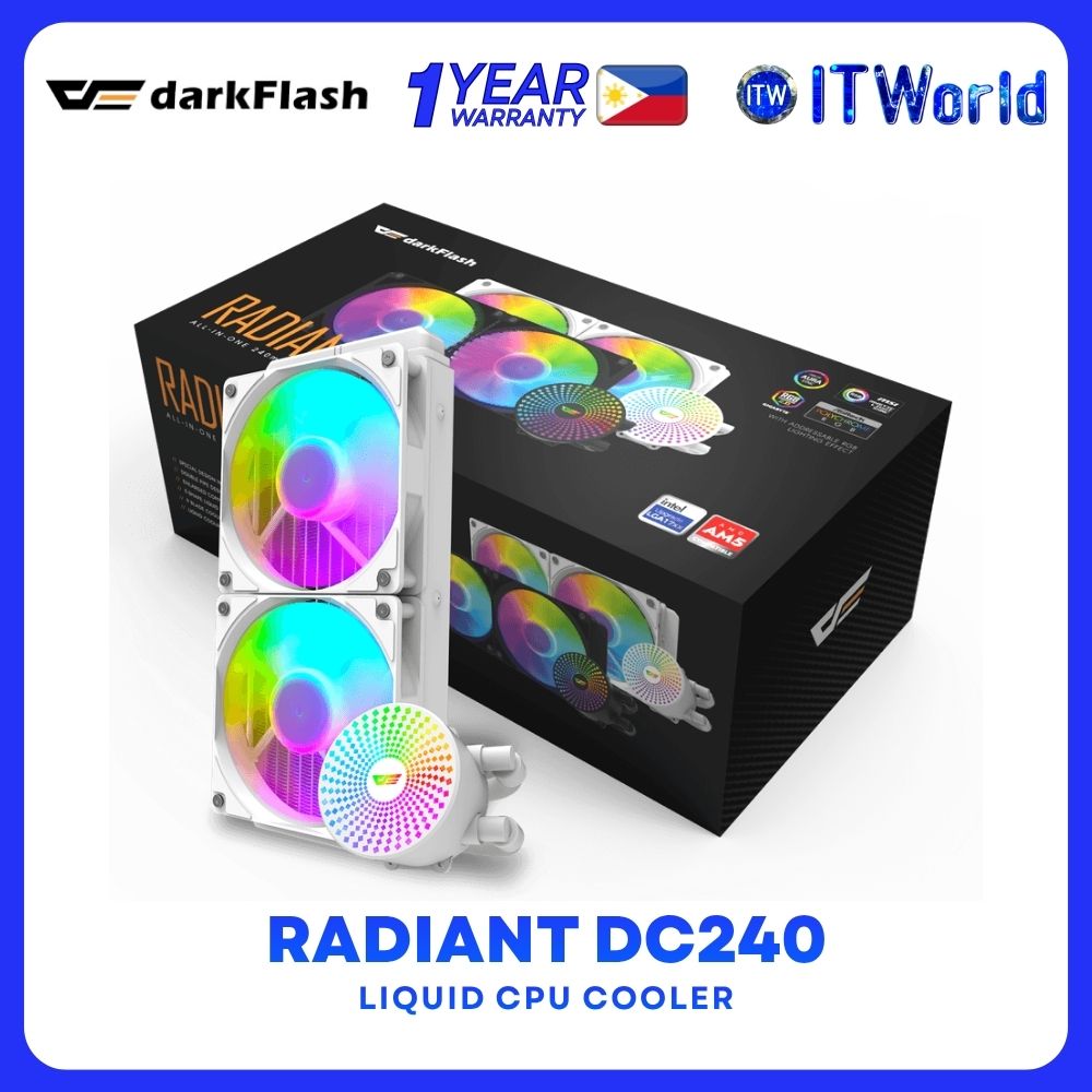 darkFlash Radiant DC 240 ARGB AIO 240mm Liquid CPU Cooler - White
