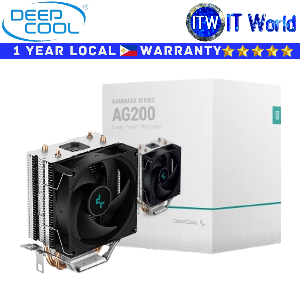 Deepcool CPU Cooler Fan Gammaxx AG200 Single Tower Hydro Bearing Black (R-AG200-BKNNMN-G)