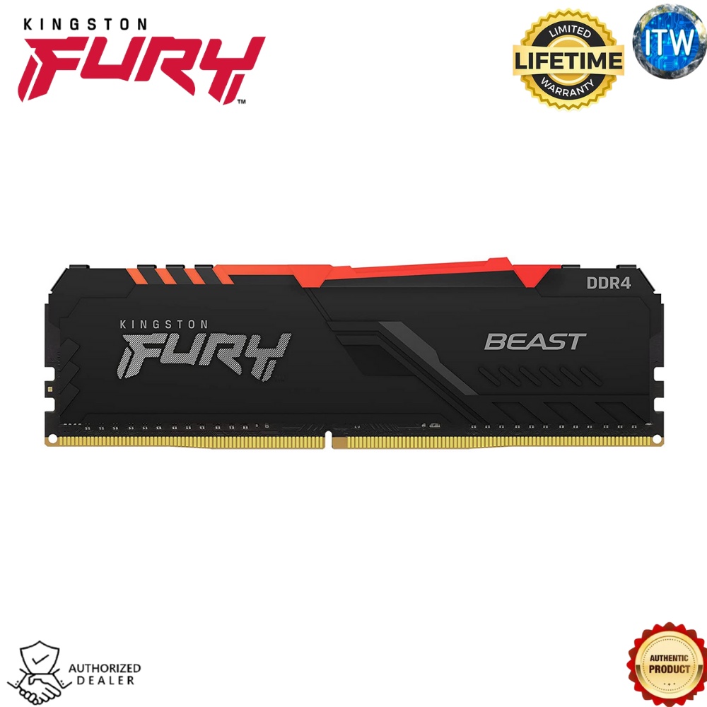 Kingston Fury Beast RGB 16GB DDR4 3200Mhz Non ECC DIMM Desktop Memory Single Module (KF432C16BB1A/16)
