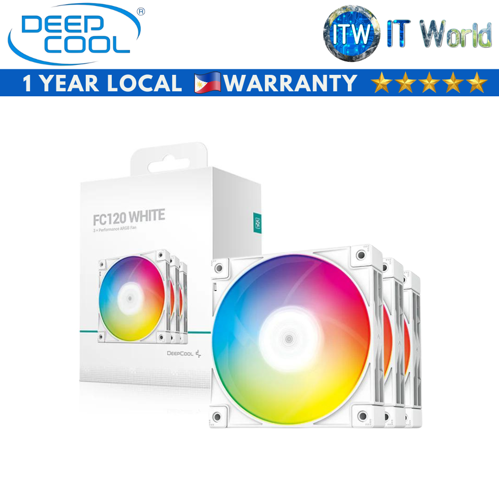 Itw | Deepcool CPU Cooler PC Fan FC120 3in1 ARGB PWM Fan Hydro Bearing Triple Pack (Black | White)