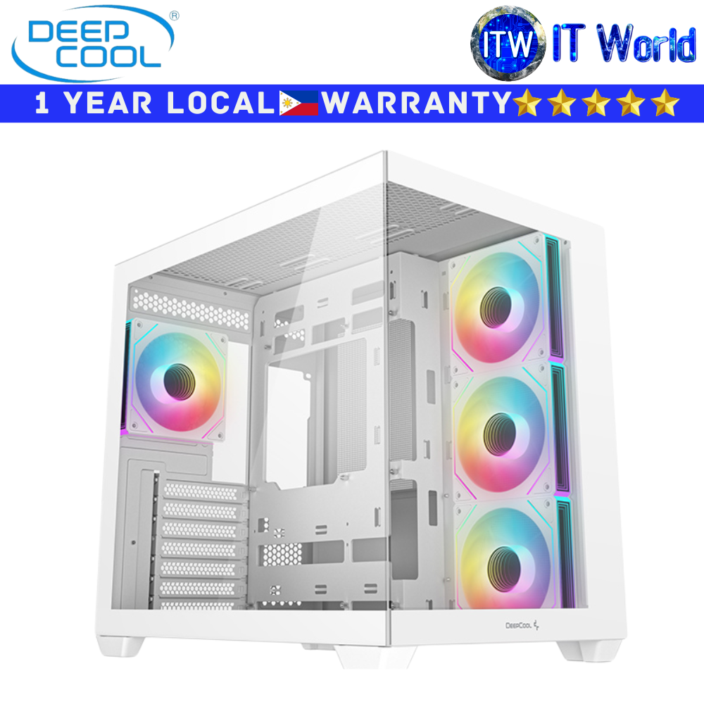 Deepcool Computer PC Case CG530 4F Dual Chamber ATX` Case Tempered Glass White (R-CG530-WHADA4-G-1)