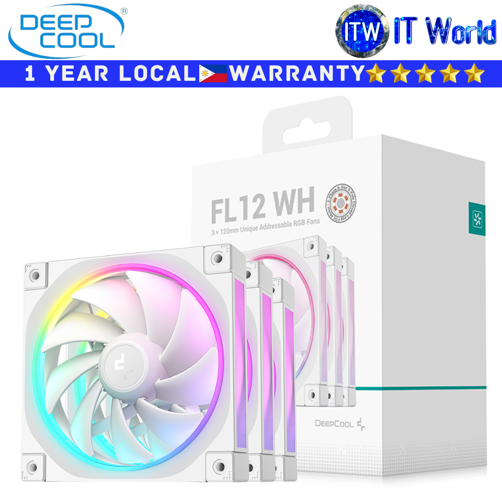 Deepcool Computer PC Fan FL12 3in1 120mm Addressable RGB Triple Fans White (R-FL12-WHAPN3-G)