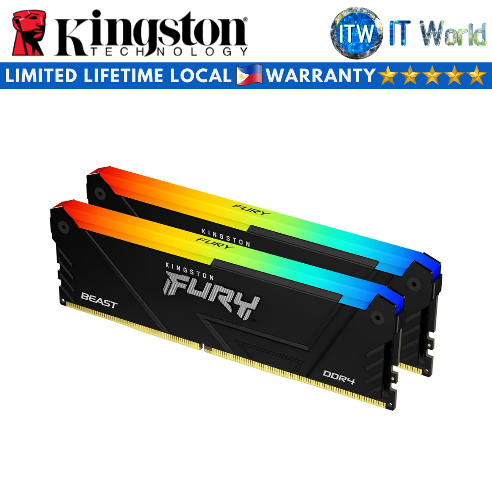 Kingston FURY Beast RGB 32GB (2x16GB) 3600 MHz DDR4 CL18 Desktop Memory Kit of 2 (KF436C18BBAK2/32)