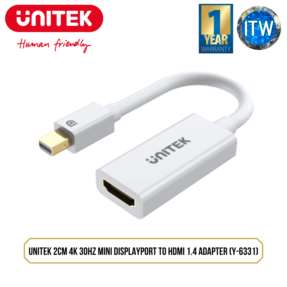 Unitek 2CM 4K 30Hz Mini DisplayPort to HDMI 1.4 Adapter (Y-6331)