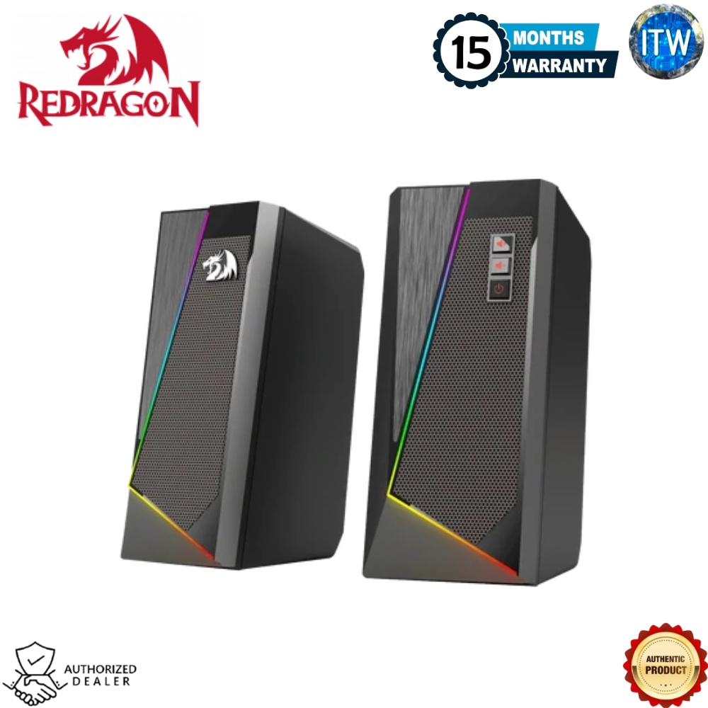 Redragon GS520 Anvil RGB Desktop Speakers, 2.0 Channel PC Computer Stereo Speaker w/ 6 LED Modes