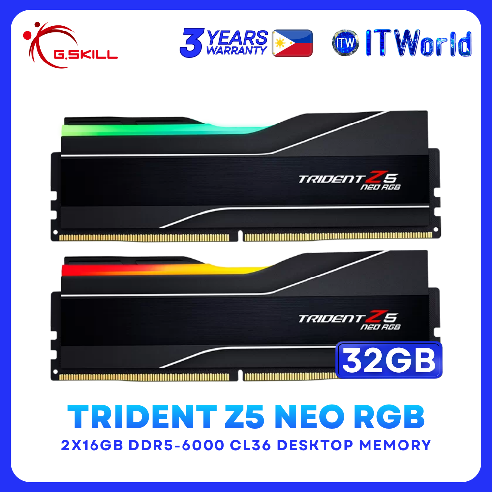 G.Skill Trident Z5 Neo RGB DDR5-6000 CL36 32GB (2x16GB) AMD EXPO Memory Kit F5-6000J3636F16GX2-TZ5NR