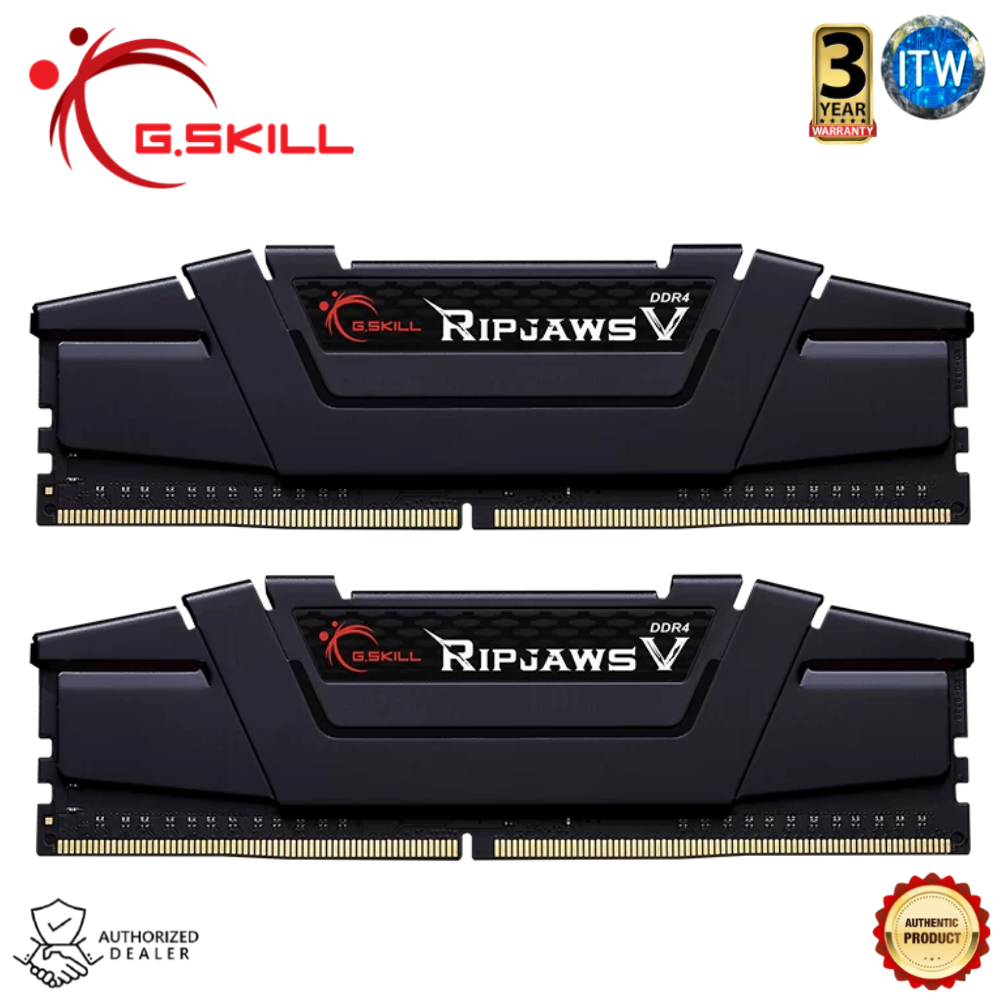 G.Skill DDR4 RAM 16GB (2x8GB) 3200Mhz Ripjaws V Unbuffered Desktop Memory (F4-3200C16D-16GVKB)