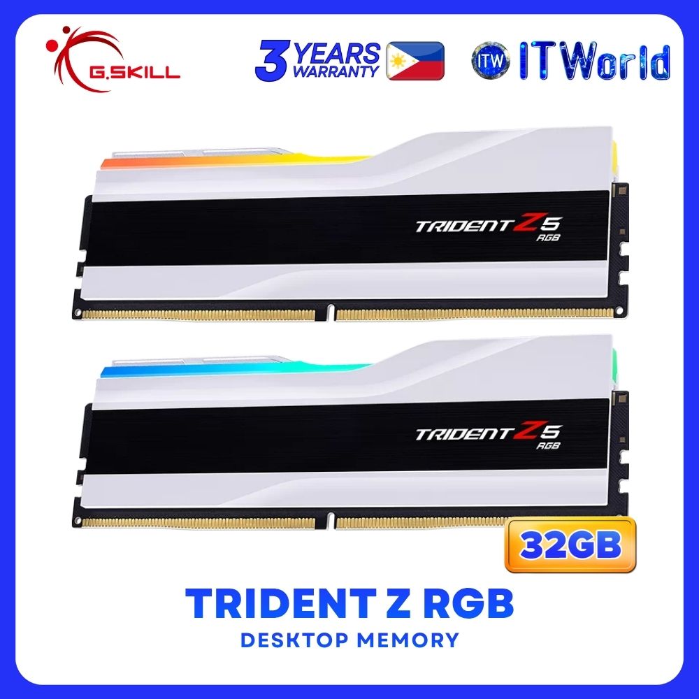 G.Skill Trident Z5 RGB 32GB (2x16GB) DDR5-6400Mhz Dual Desktop Memory F5-6400J3239G16GX2-TZ5RW