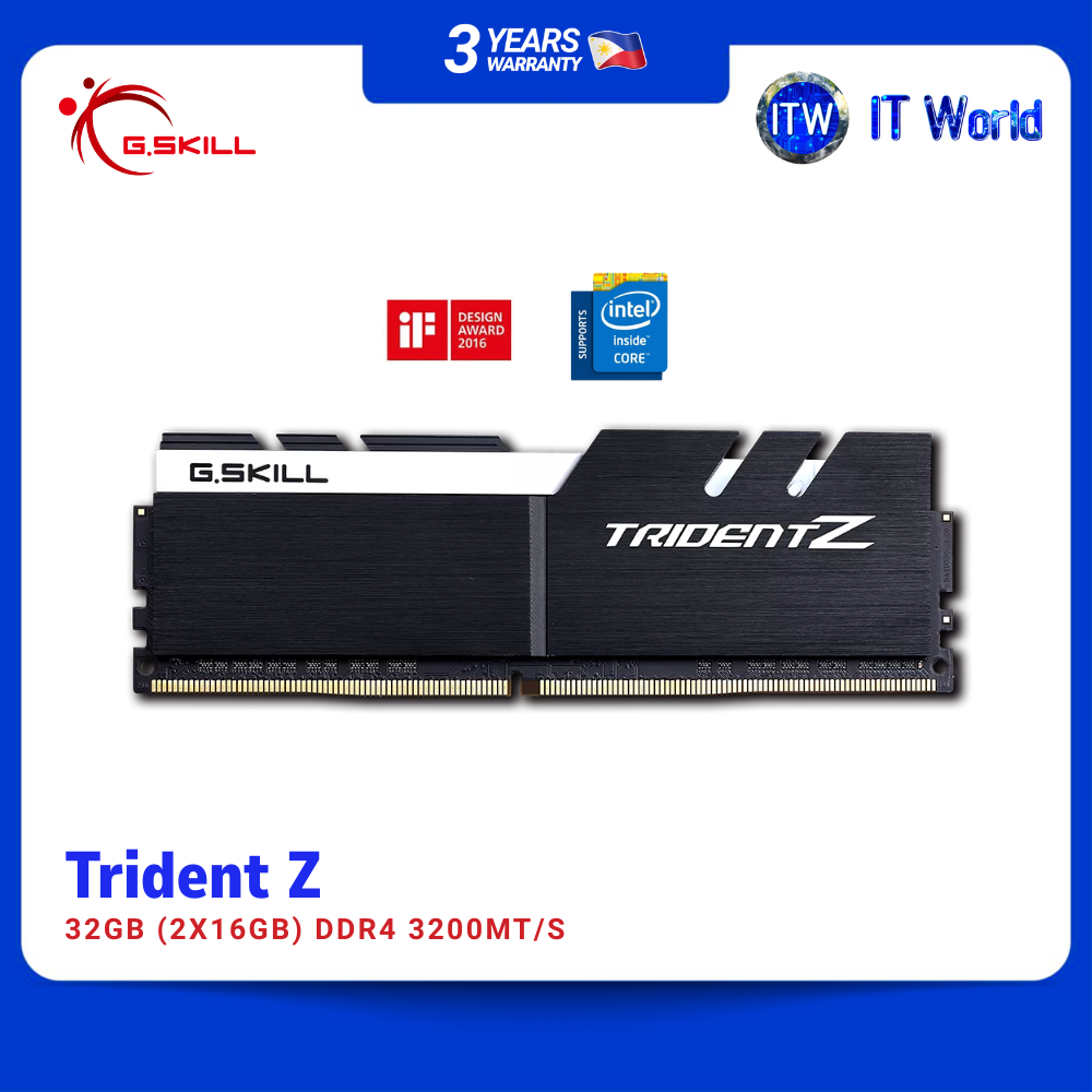 G.Skill Tident Z 32GB (2x16GB) DDR4 3200MT/s CL16-18-18-38 1.35V (F4-3200C16D-32GTZKW) | itw