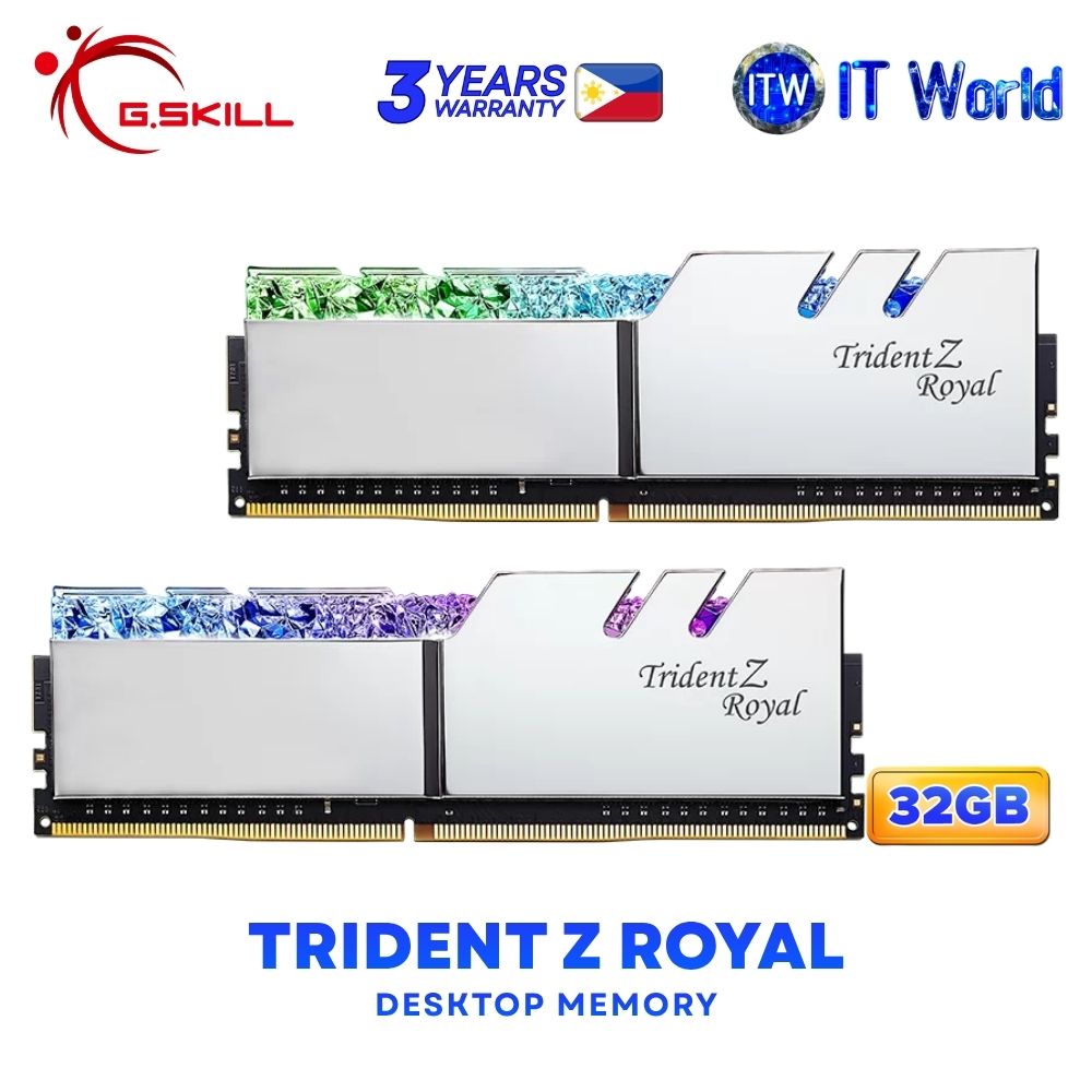 G.Skill Trident Z Royal 32GB (2x16GB) DDR4-3600Mhz Dual Channel Desktop Memory F4-3600C18D-32GTRS