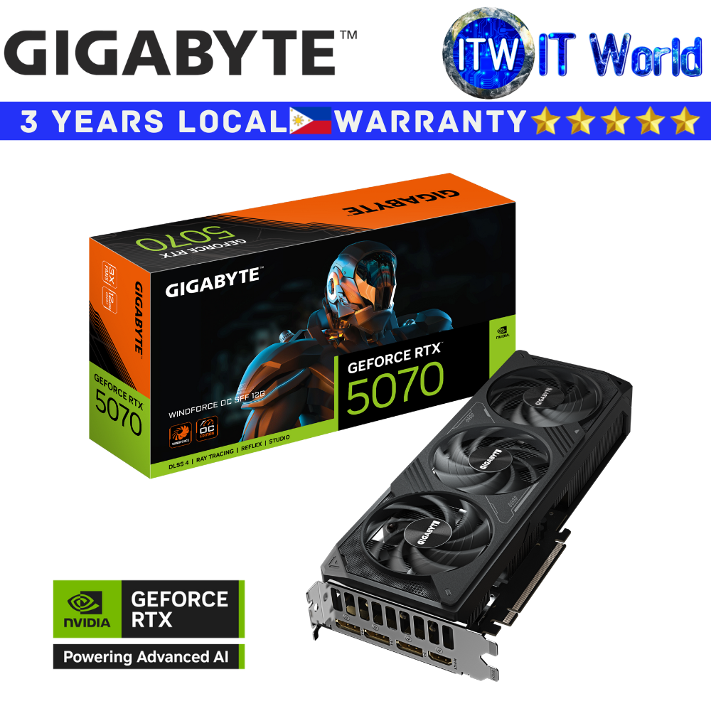 Gigabyte RTX 5070 Windforce OC SFF 12GB GDDR7 Geforce Graphic Card (GV-N5070WF3OC-12GD)