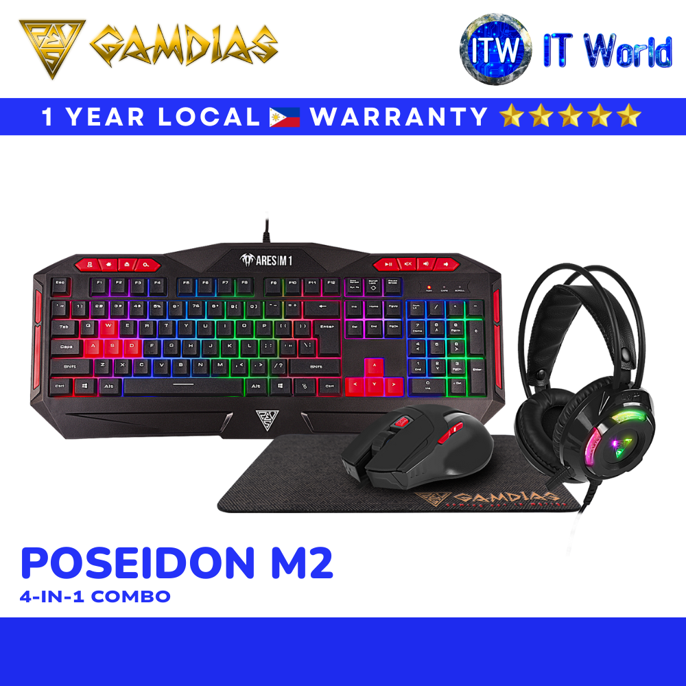 Gamdias POSEIDON M2 | Gaming Keyboard + Mouse + Headset + Mousepad Combo | itw