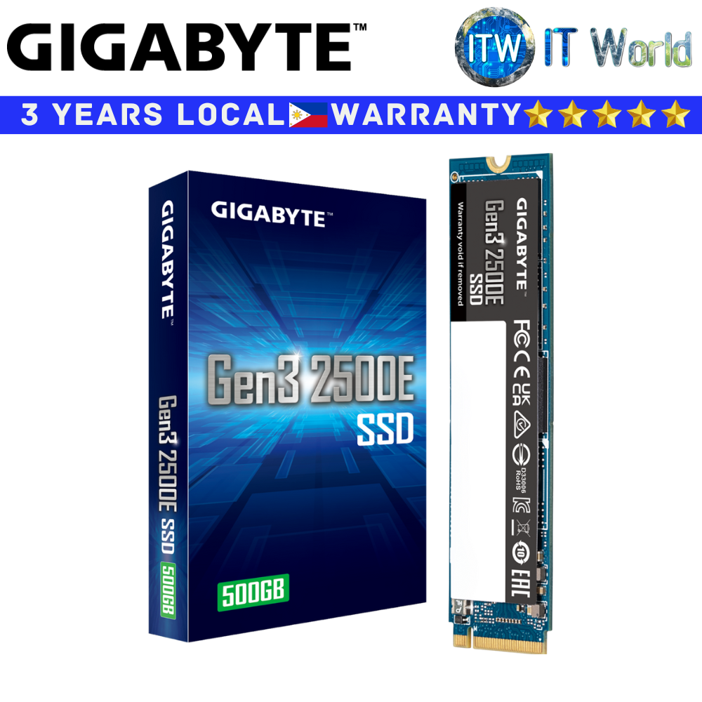 Gigabyte NVME SSD M 2 NVME SSD PCIe 3.0x4 M.2 2280 Gen3 2500E 500GB (GP-G325E500G)