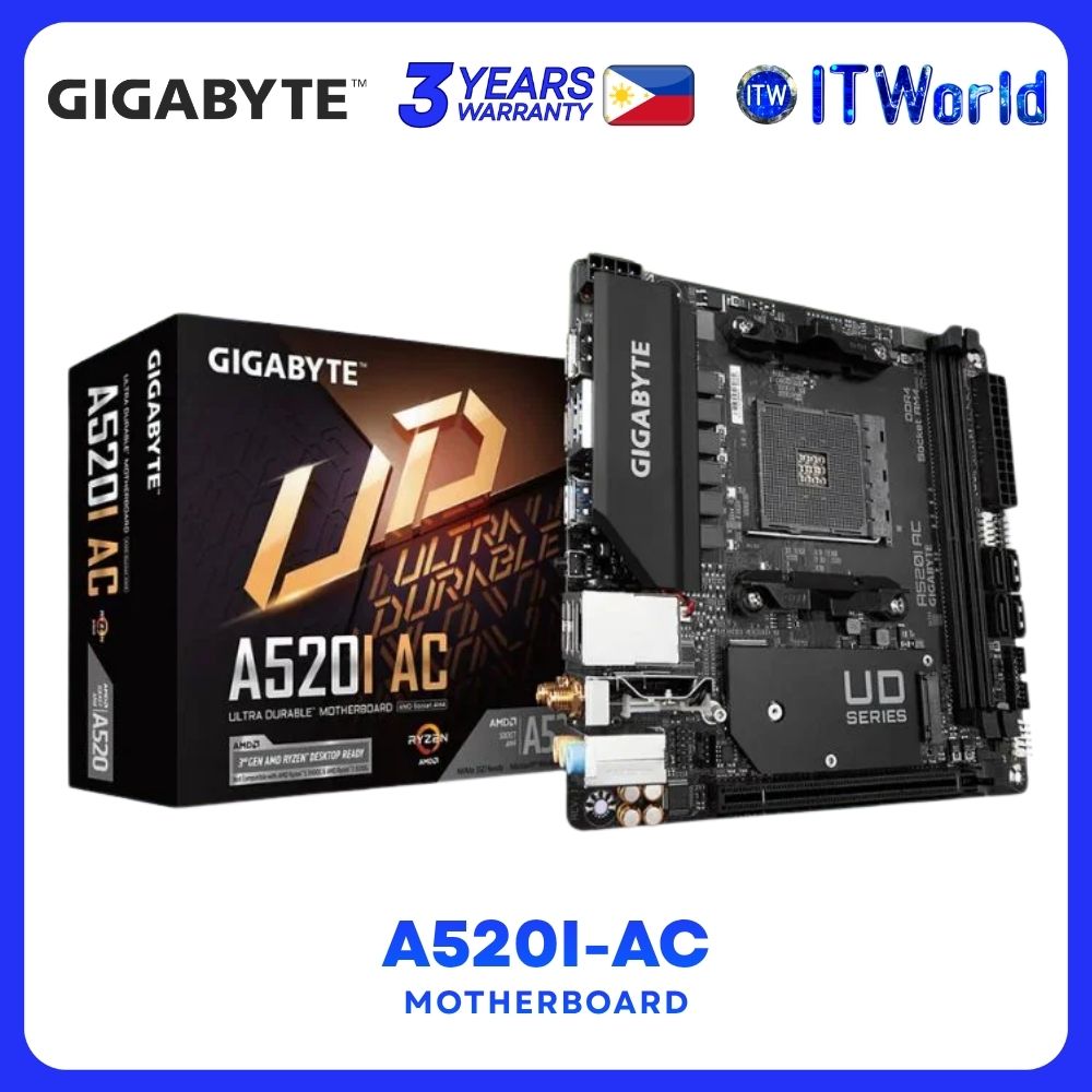 Gigabyte A520I-AC mini-ITX Socket AM4 DDR4 AMD A520 Chipset Motherboard
