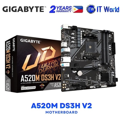 [GA-A520M-DS3H-V2] Gigabyte A520M DS3H V2 micro-ATX AM4 DDR4 AMD A520 Chipset Motherboard
