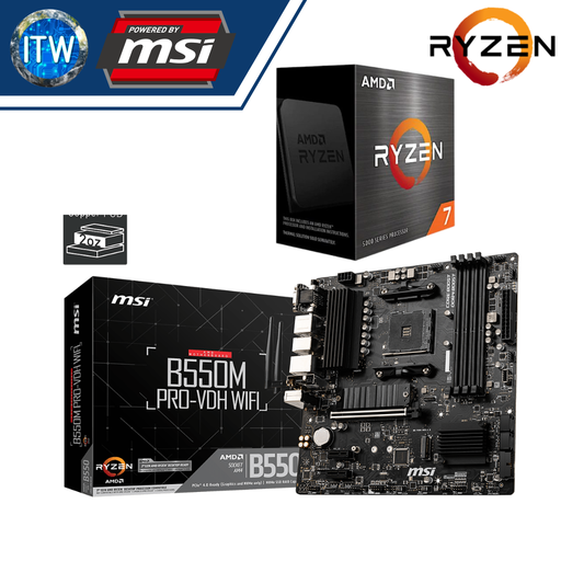 [5700x / MSI MAG B550M Pro VDH Wifi] ITW | AMD Ryzen 7 5700X Tray Desktop Processor with MSI B550M Pro-VDH WiFi Motherboard Bundle