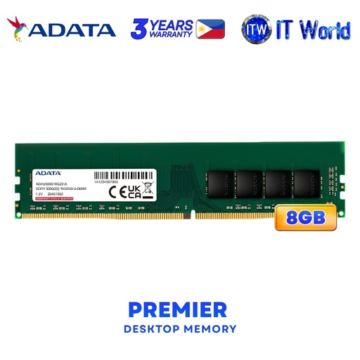 [AD-AD4U32008G22-SGN] ADATA Premier DDR4 3200 U-DIMM 8GB Desktop Memory AD-AD4U32008G22-SGN