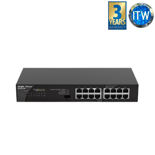 [RG-ES116G-L] ITW | Ruijie RG-ES116G 16-port 10/100/1000Mbps Unmanaged Non-PoE Switch (RG-ES116G)