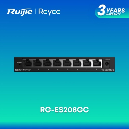 [RG-ES208GC] Ruijie Reyee RG-ES208GC 8-Port Gigabit Smart Cloud Managed Non-PoE Switch
