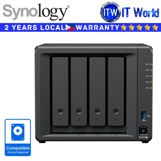 [DS425+] Synology DiskStation DS425+ 4-Bays Compact Data Management Solution Desktop NAS